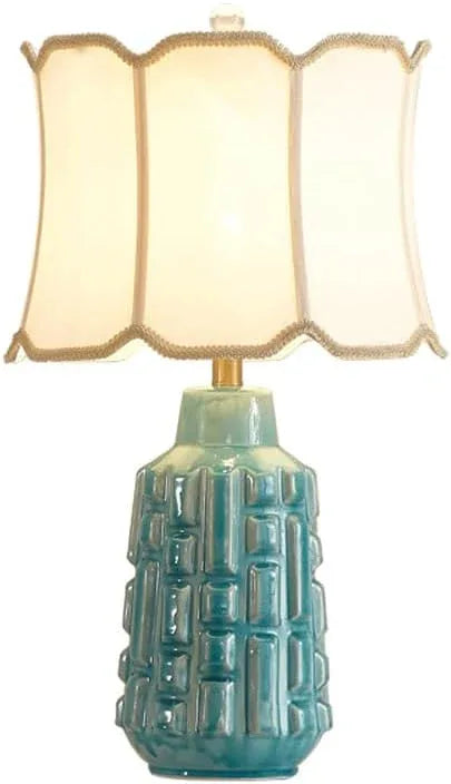 Audara-Creative American Fabric Ice Crackle Ceramic Desk Light Warm Romantic Bedroom Study Living Room Desk Lamp Apartment Office Restaurant Table Lamp Villa Club Decoration Lighting Fixture