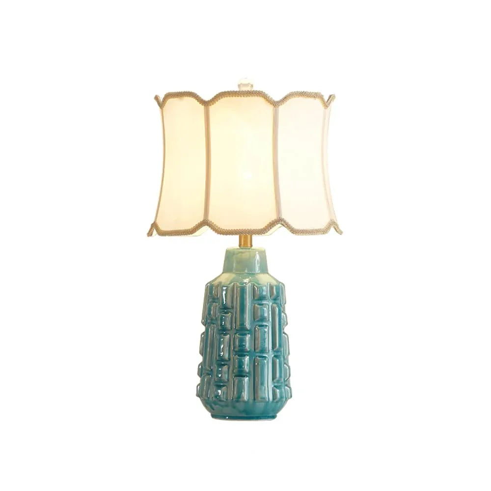 Audara-Creative American Fabric Ice Crackle Ceramic Desk Light Warm Romantic Bedroom Study Living Room Desk Lamp Apartment Office Restaurant Table Lamp Villa Club Decoration Lighting Fixture H25.4in 64.5cm