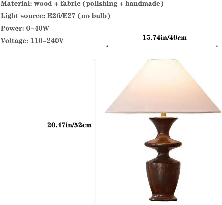 Audara-Chinese Retro Hotel Café Decoration Desk Light Warm Romantic Fabric Wood Desk Lamp Farmhouse Homestay Shopping Mall Lounge Area Lighting Fixture Display Window Living Room Bedroom Table Lamp