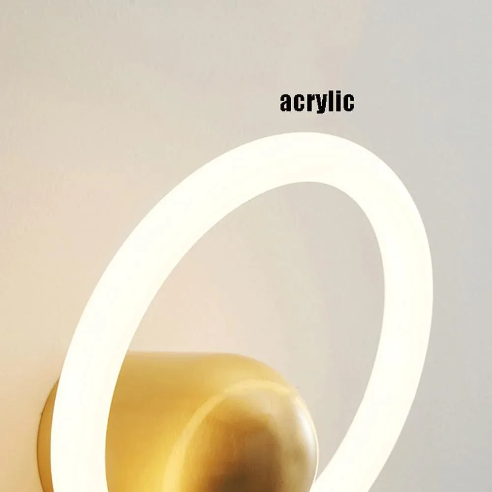 Audara-Creative Geometric Brass Wall Lamp Omni-Directional 360° Acrylic Wall Lights Living Room Bedroom Aisle Sconces Scandinavian Simple Art Mounted Lighting Fixture