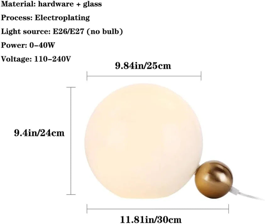 Audara-Postmodern Creative Living Room Bedroom Study Desk Light Art White Globe Glass Desk Lamp Simple Bedside Sofa Beside Counter Table Lamp Villa Club Sample Room Backdrop Lighting Fixture