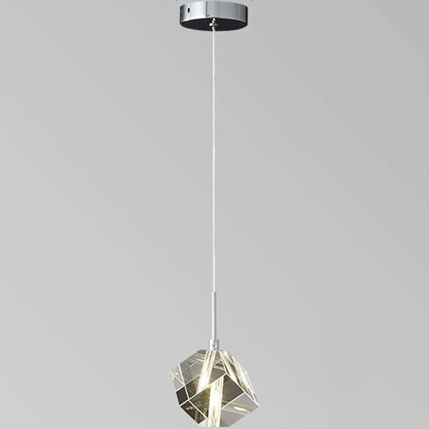 Audara-Crystal Pendant Light, 3.15 Inches, Three Colors Available, Cube Shape, A Modern Small Bedside Lamp Suitable for Bedrooms, Hotels, Restaurants, Kitchen Islands, and Other Spaces.