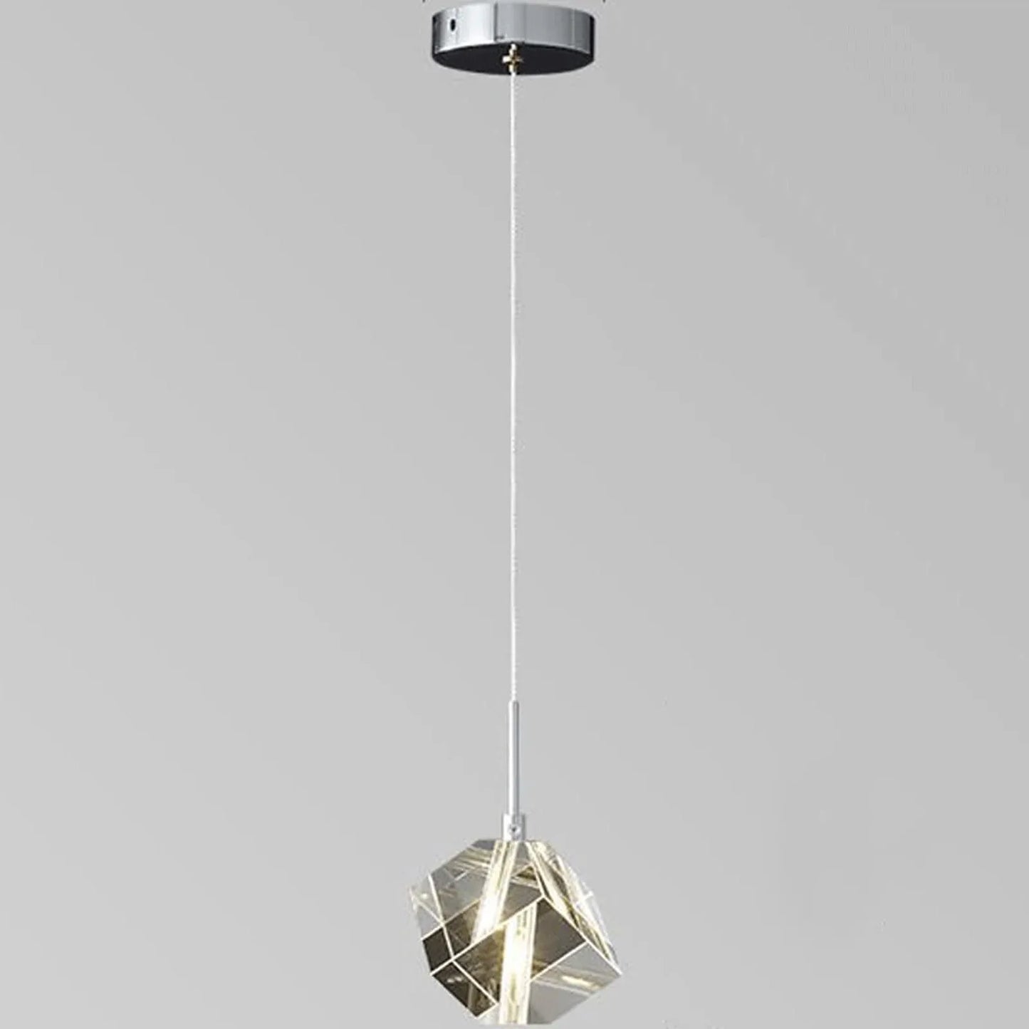 Audara-Crystal Pendant Light, 3.15 Inches, Three Colors Available, Cube Shape, A Modern Small Bedside Lamp Suitable for Bedrooms, Hotels, Restaurants, Kitchen Islands, and Other Spaces. A
