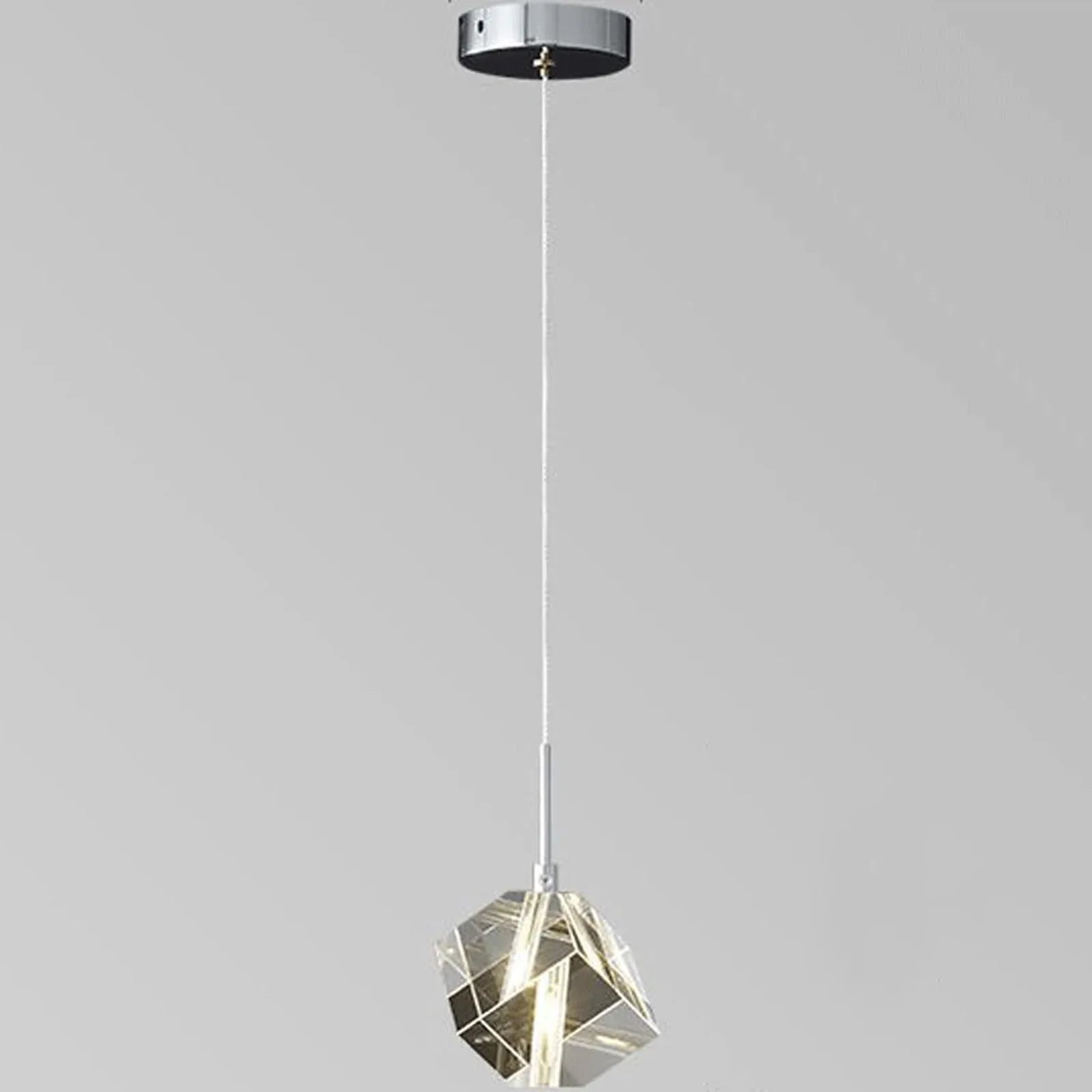 Audara-Crystal Pendant Light, 3.15 Inches, Three Colors Available, Cube Shape, A Modern Small Bedside Lamp Suitable for Bedrooms, Hotels, Restaurants, Kitchen Islands, and Other Spaces. A