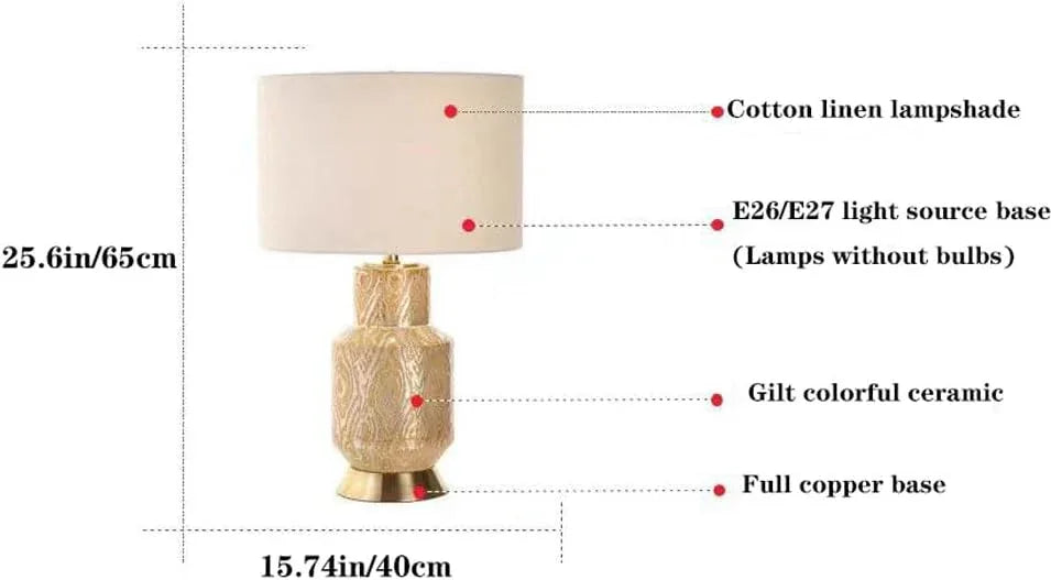 Audara-Modern Luxury Living Room Study Office Desk Light Villa Restaurant Hotel Front Desk Lamp Club Mall Coffee Shop Decoration Table Lamp American Fashion Cotton Linen Ceramic Lighting Fixture