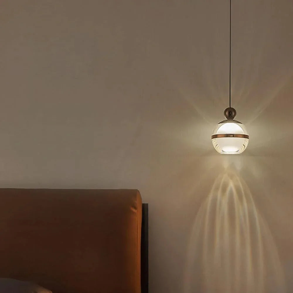 Audara-Modern Simple Acrylic Spherical Pendant Light Creative Luxury Bedroom Bedside Hanging Lamp Sofa Background Decoration Dimmable Iron Chandeliers Restaurant Hotel Front Desk Lighting Fixture