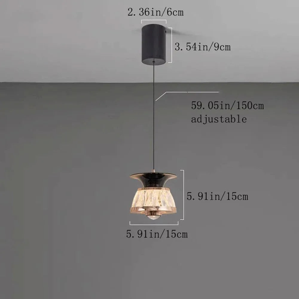 Audara-Creative Crystal Chandelier, 6-inch Ceiling Hanging Decorative Light Fixture, Modern Minimalist Style, Bohemian Style, Suitable for Bedrooms, Hotels, Kitchens, Islands, Entryways, Etc.