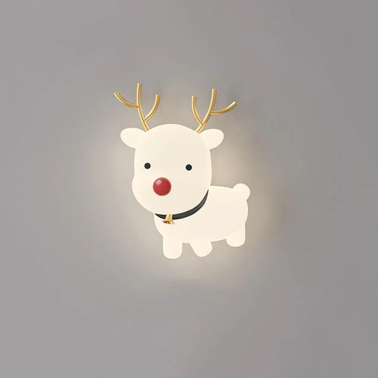 Audara-Nordic Personalized Fawn Rotomolded Wall Lamp Creative Living Room Kids Bedroom Bedside Wall Lights 8.66in Study Sofa Backdrop Wall Sconces Suitable for Kindergarten Lounge Lighting Fixture