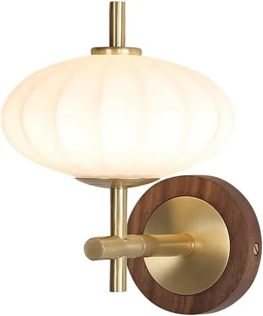 Audara-New Chinese Simple Wall Lamp Bedroom Bedside Decorative Wall Lights Walnut Retro Sconces Living Room Background Wall Mounted Lighting Fixture