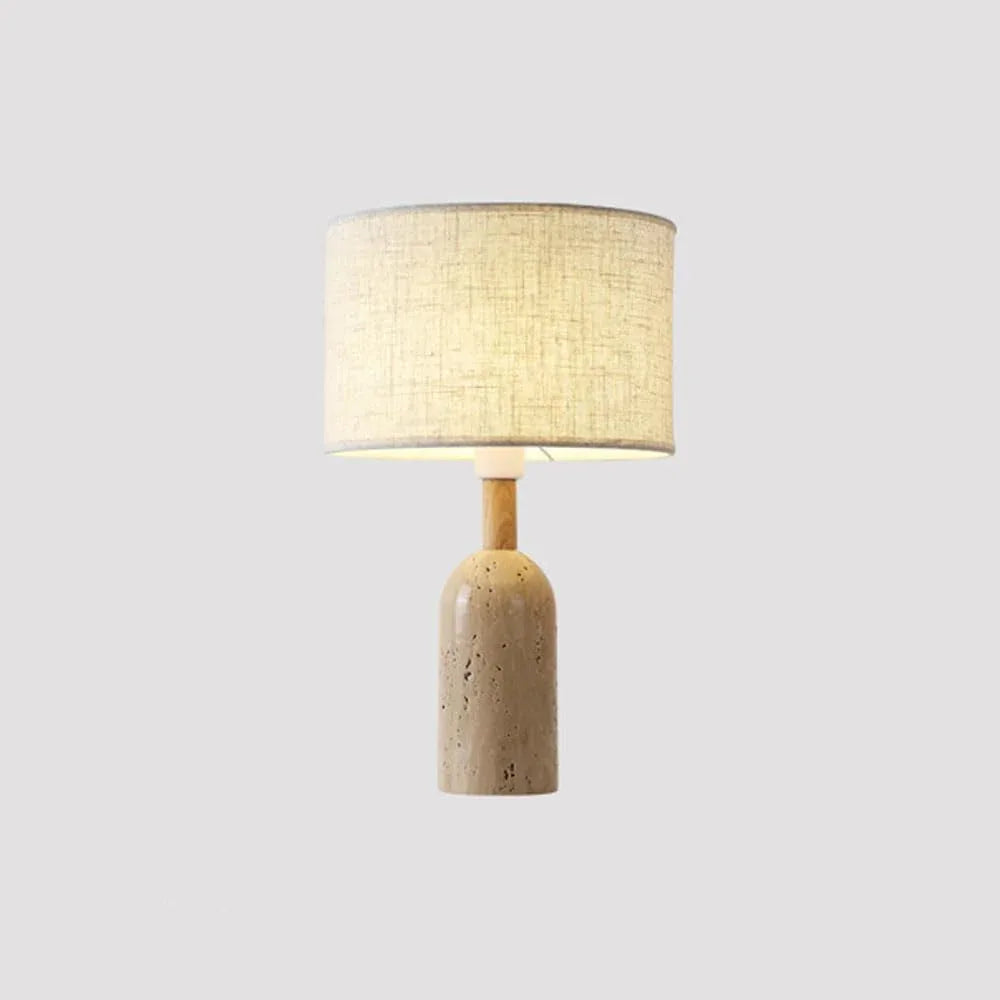 Audara-Natural Travertine Fabric Desk Light Warm Simple E27 H18.9in Bedroom Study Desk Lamp Restaurant Coffee Shop Club Decoration Table Lamp Farmhouse B&B Lighting Fixture