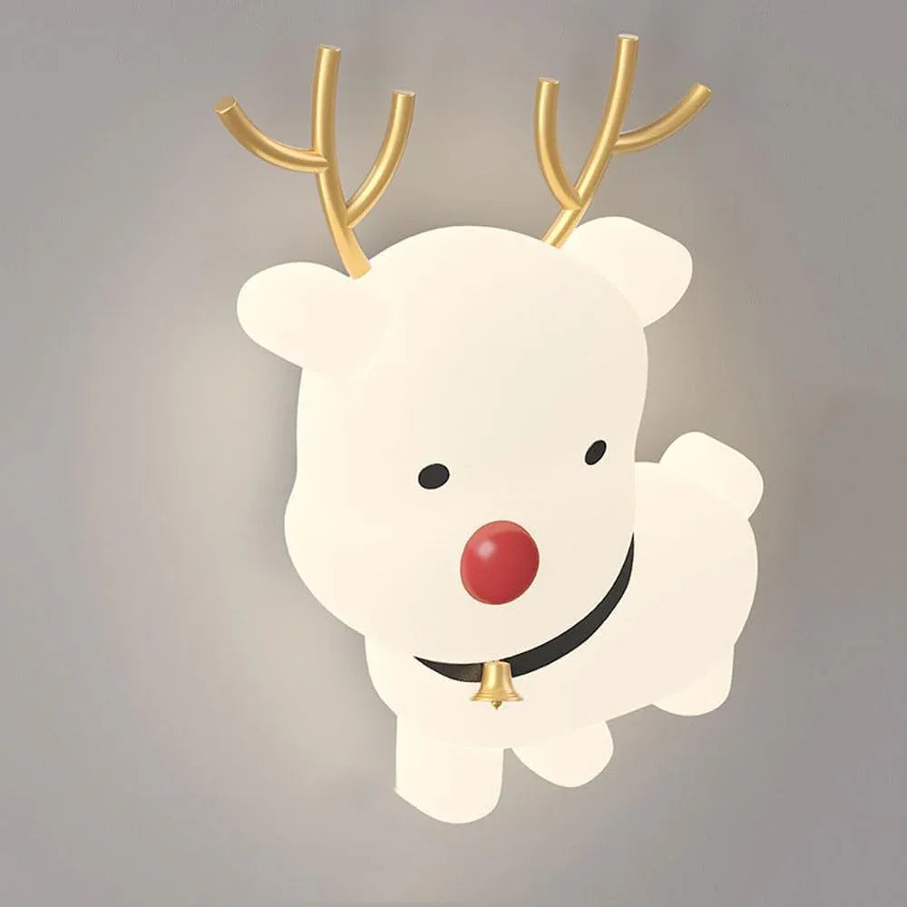 Audara-Nordic Personalized Fawn Rotomolded Wall Lamp Creative Living Room Kids Bedroom Bedside Wall Lights 8.66in Study Sofa Backdrop Wall Sconces Suitable for Kindergarten Lounge Lighting Fixture