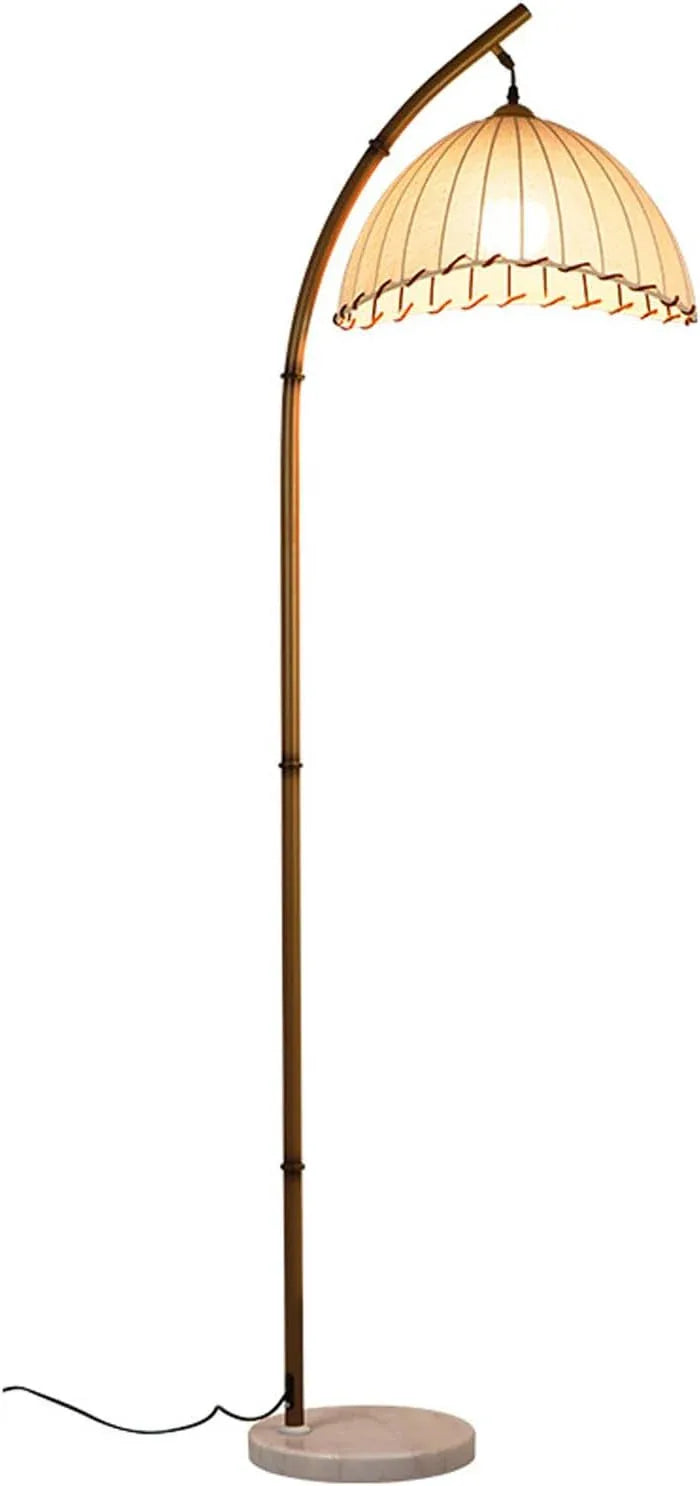 Audara-Vintage Nature B&B Farmhouse Rustic Floor Lamp H64” Handmade Fabric Metal Standing Lamp Remote Control Dimming E26 Single Light Source Living Room By Sofa Torchiere Bedroom Study Lighting Fixture