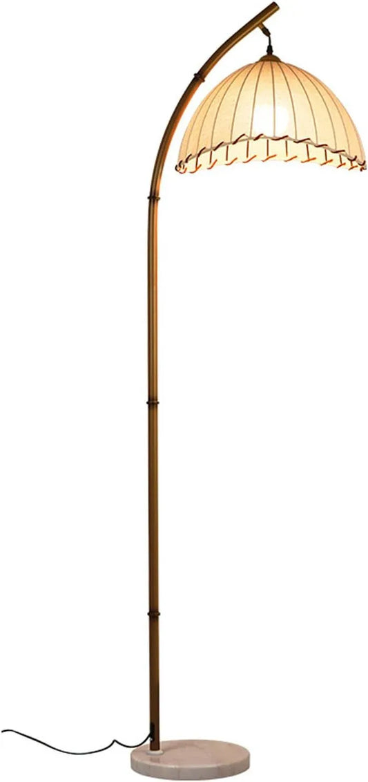 Audara-Vintage Nature B&B Farmhouse Rustic Floor Lamp H64” Handmade Fabric Metal Standing Lamp Remote Control Dimming E26 Single Light Source Living Room By Sofa Torchiere Bedroom Study Lighting Fixture