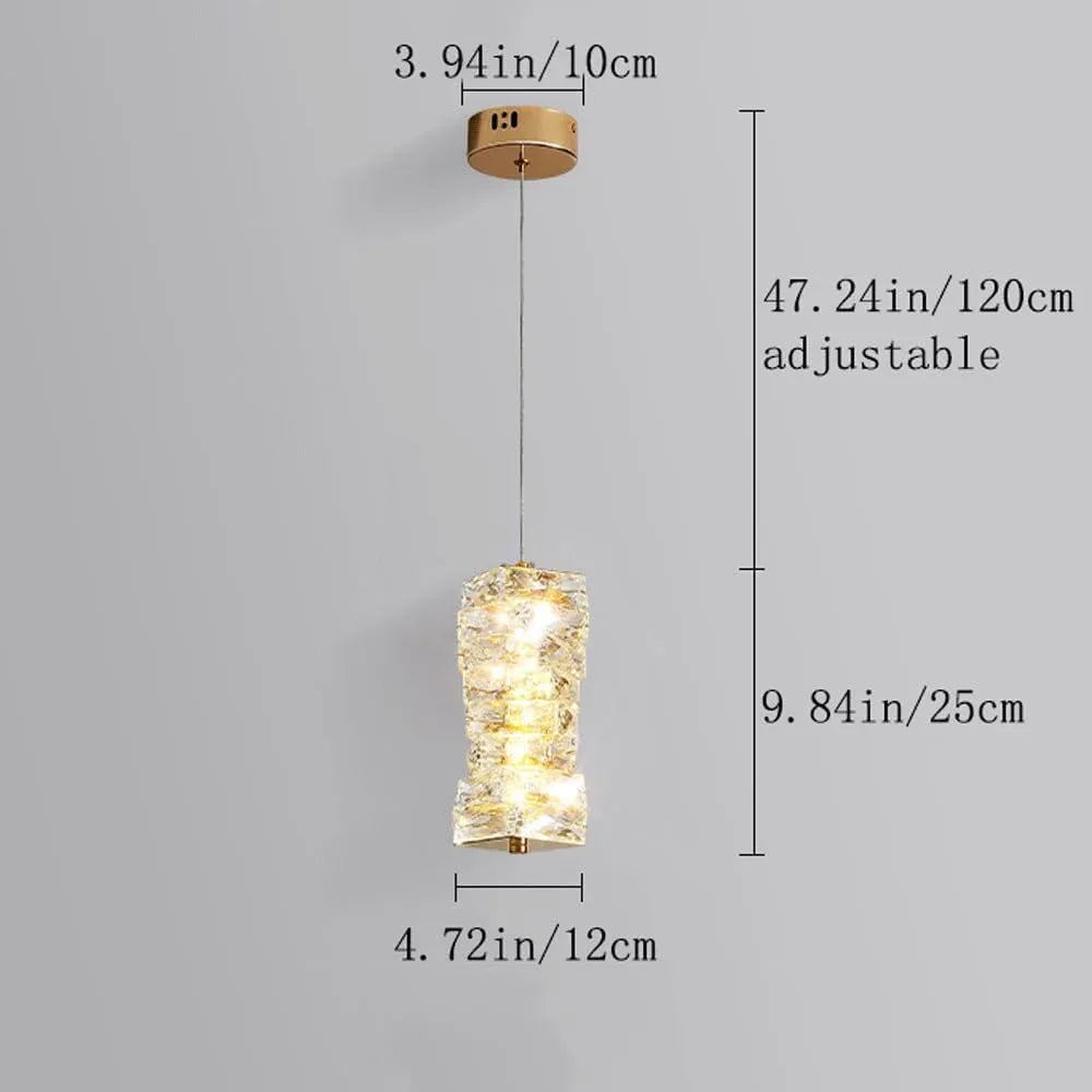 Audara-Crystal Pendant Light, 5-inch Diameter, Bohemian Style, Minimalist Design, Versatile Lighting Fixture Suitable for Living Rooms, Cafes, Dining Rooms, Kitchen Islands, and Entryways.