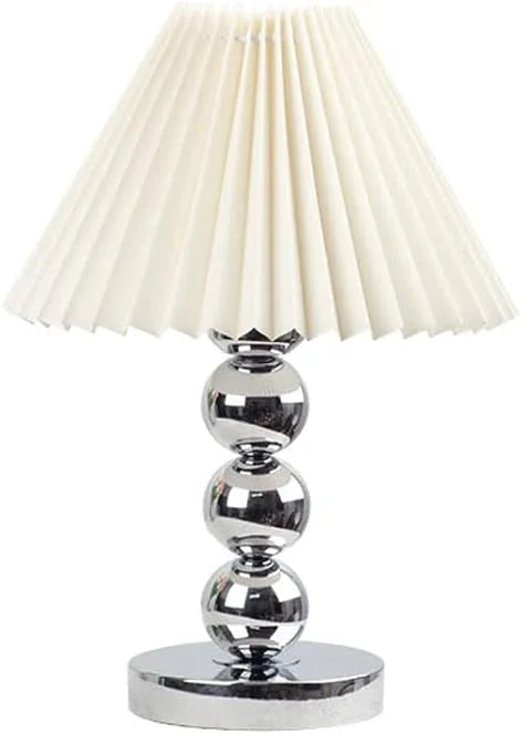 Audara-Scandinavian Simple Study Office Desk Light Creative Fabric Chrome Small Desk Lamp Bedroom Living Room Sofa Beside Table Lamp Cafe Hotel Bar Club Decoration Lighting Fixture