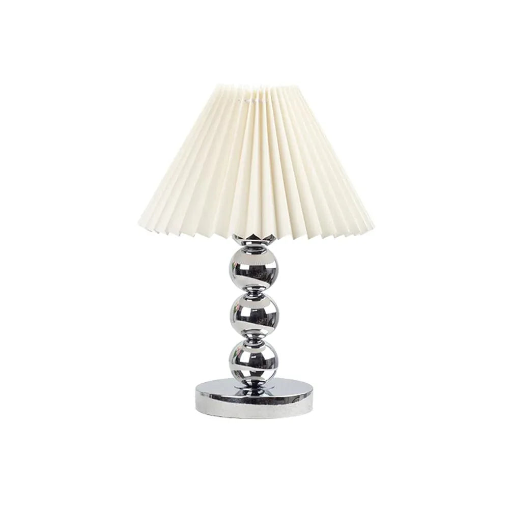 Audara-Scandinavian Simple Study Office Desk Light Creative Fabric Chrome Small Desk Lamp Bedroom Living Room Sofa Beside Table Lamp Cafe Hotel Bar Club Decoration Lighting Fixture H12.99in 33cm