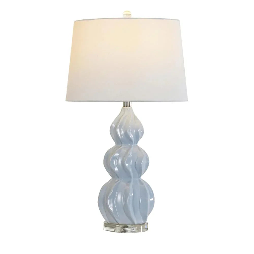 Audara-New Chinese Creative White Fabric Gourd Shape Ceramic Desk Light European Style Bedroom Bedside Read Desk Lamp High-end Living Room Office Table Lamp Club Mall Lounge Restaurant Lighting Fixture Gray