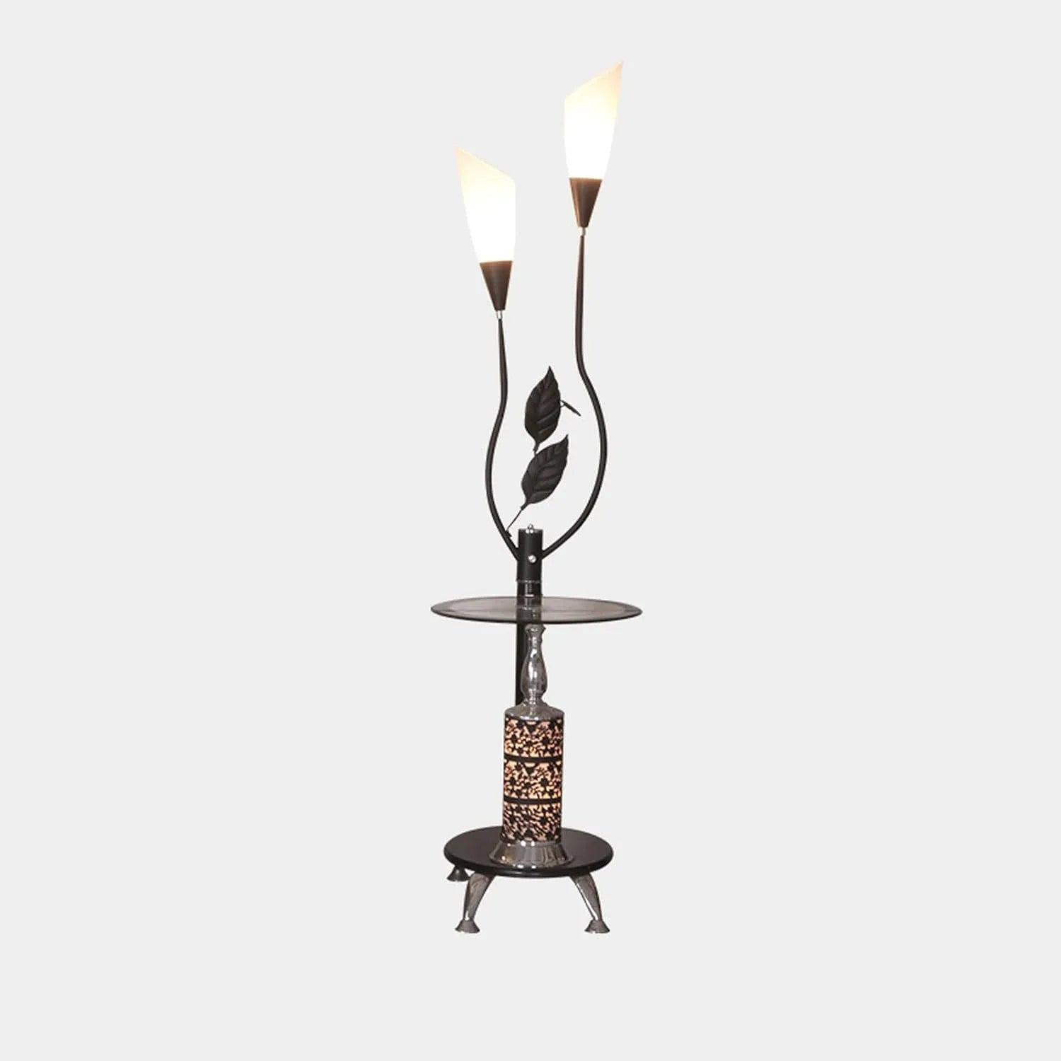 Audara-Creative Simple Living Room by Sofa Floor Lamp Light Luxury Retro with Coffee Table Metal Glass Standing Lamp 2 Light Source E26 H66.14in Study Room Bedroom Torchiere Rustic Lighting Fixture