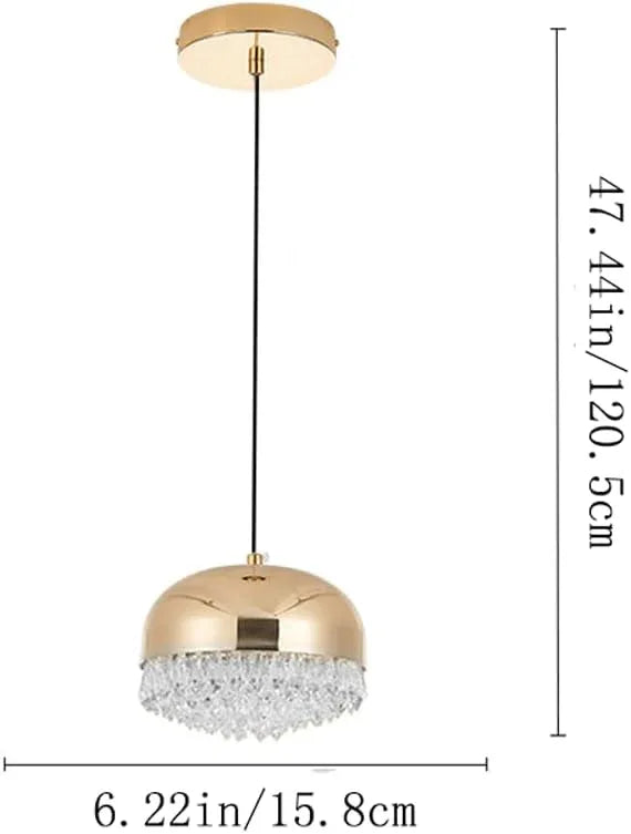 Audara-Crystal Pendant Light, 6-inch, Pot Lid Shaped, Bohemian Style, Minimalist Design, Versatile Lighting Fixture Suitable for Living Rooms, Cafes, Dining Rooms, Kitchen Islands, and Entryways.