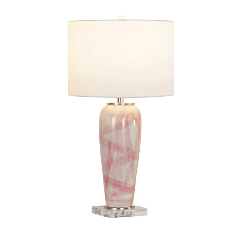 Audara-High-end Simple Hotel Front Desk Coffee Shop B&B Desk Light Fashion Bedroom Living Room Study Desk Lamp Modern Fabric Ceramic Table Lamp Restaurant Villa Club Lighting Fixture Pink