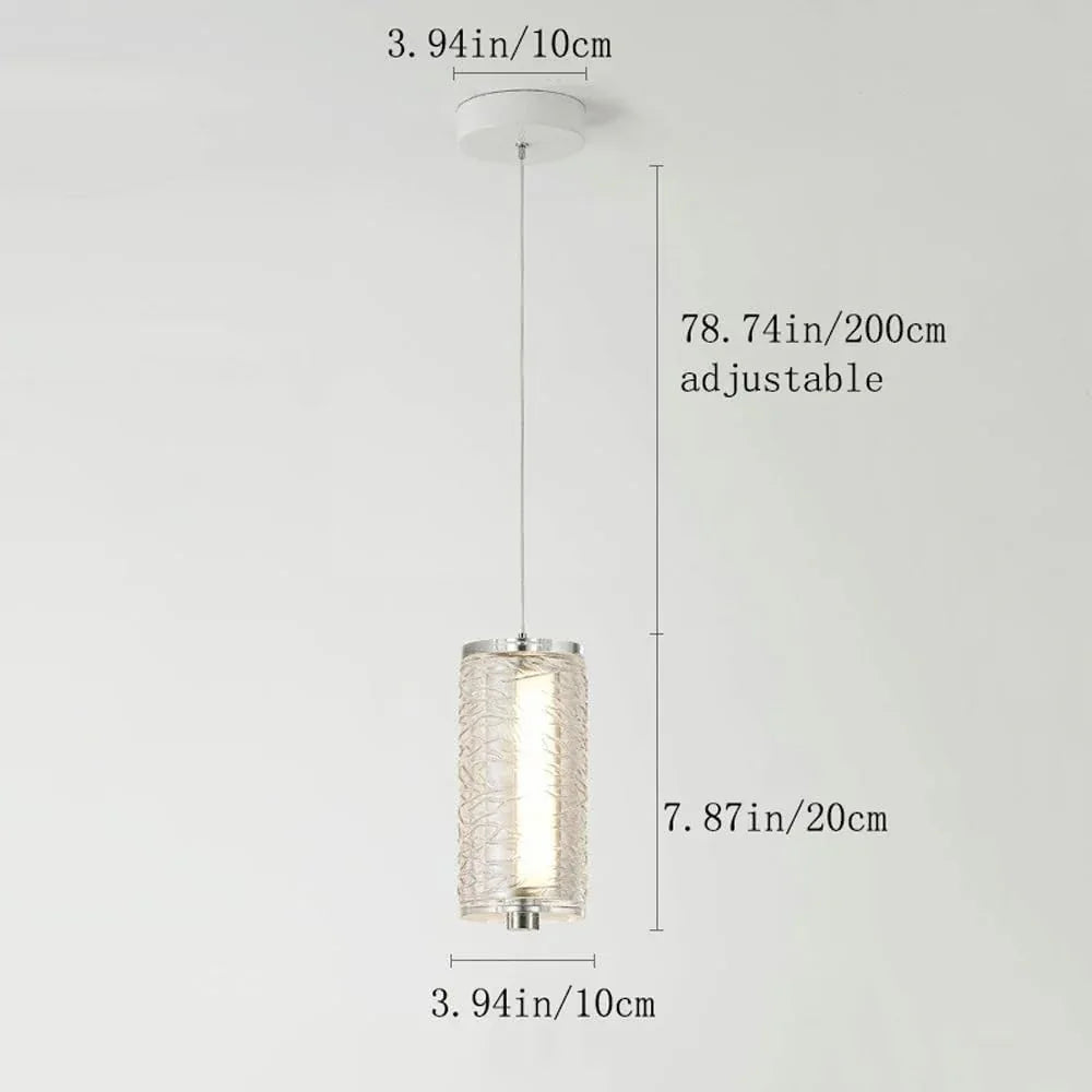 Audara-Crystal Pendant Light, 4-inch Cylindrical Hanging Decorative Light Fixture, Modern Minimalist Style, Bohemian Style, Suitable for Bedrooms, Hotel Rooms, Kitchen Islands, Entryways, Etc.