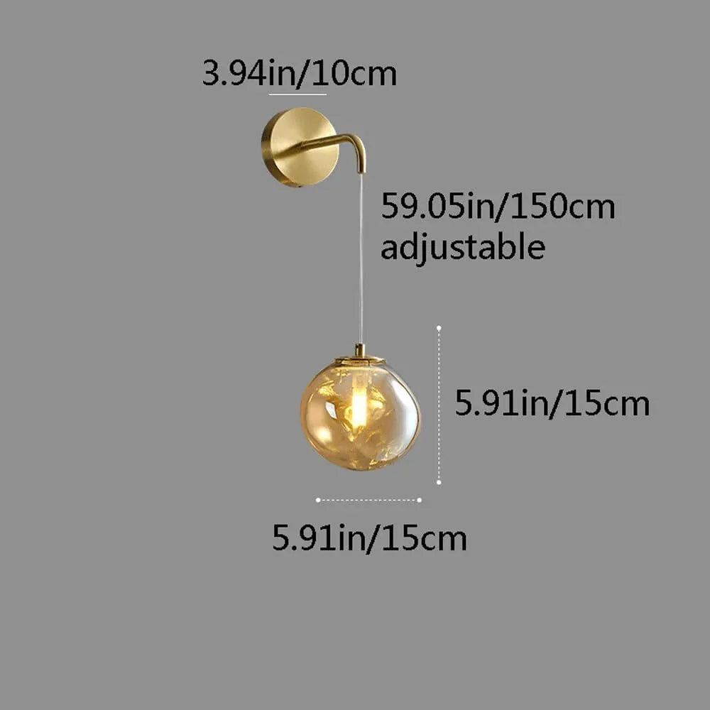 Audara-Italian Minimalist Full Copper Wall Lamp Bedroom Bedside Wall Lights Postmodern Living Room Background Wall Sconces Creative Art Glass Mounted Lighting Fixture