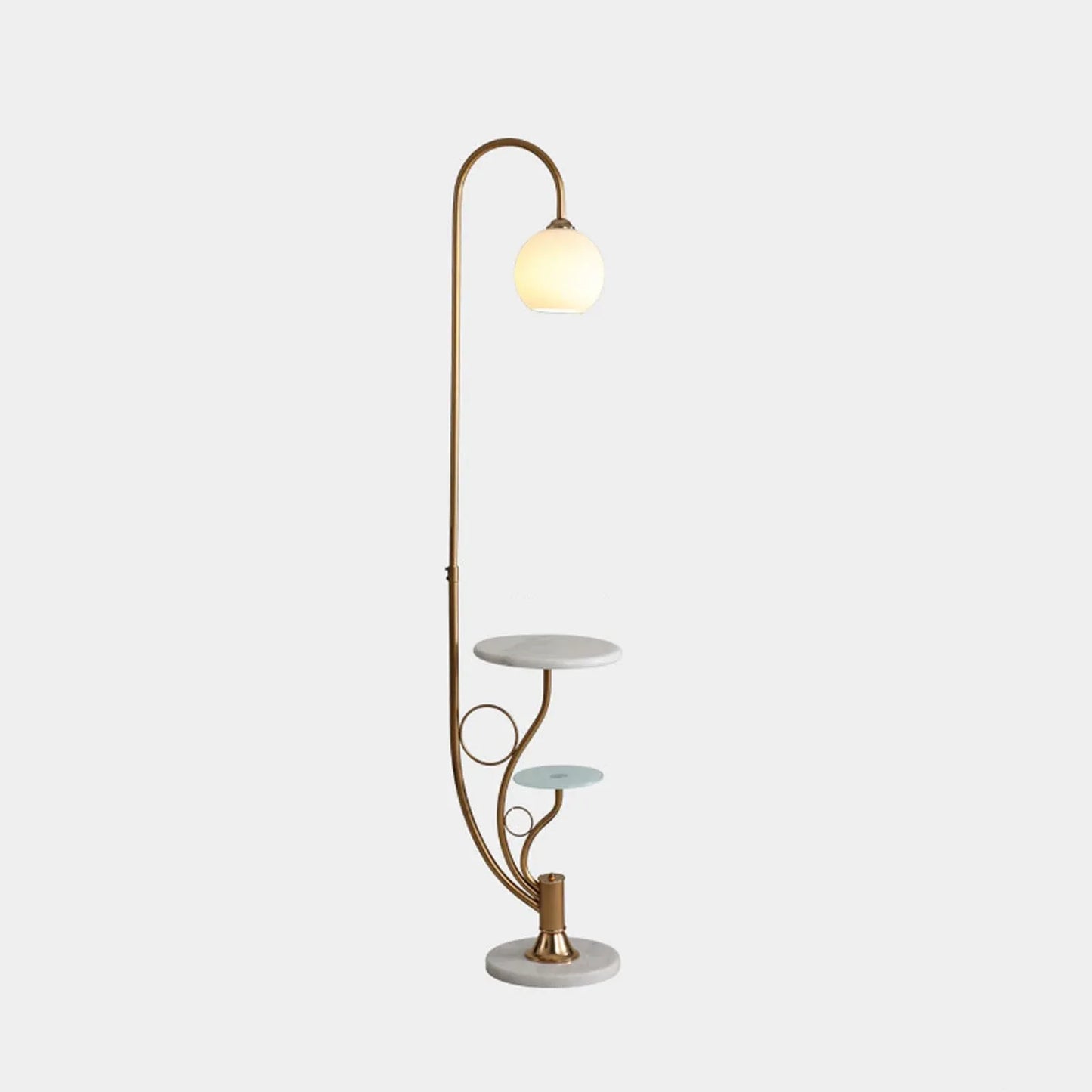 Audara-Light Luxury Double Coffee Table Bedroom Living Room Floor Lamp Elegant Creative Study Room Office Sofa Beside Standing Lamp H63.7” 3 Color Tone Linen Metal Torchiere Hotel Mall Lighting Fixture Gold-Glass