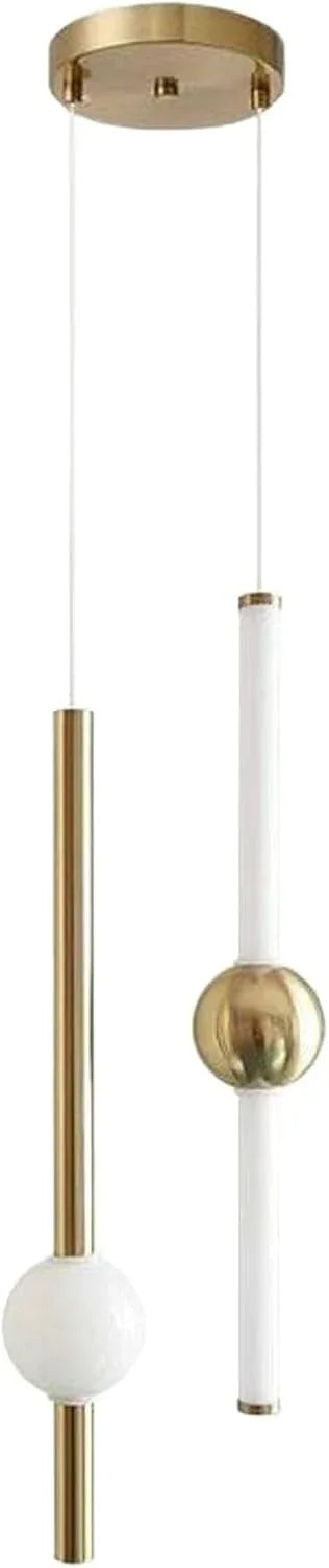 Audara-Gold LED Pendant Light Fixture, Remote Dimmable Adjustable Height Cylindrical Modern Minimalist Hanging Lamp with Gold Finish, for Kitchen Island, Dining Room, Living Room, Bedroom,Hotel