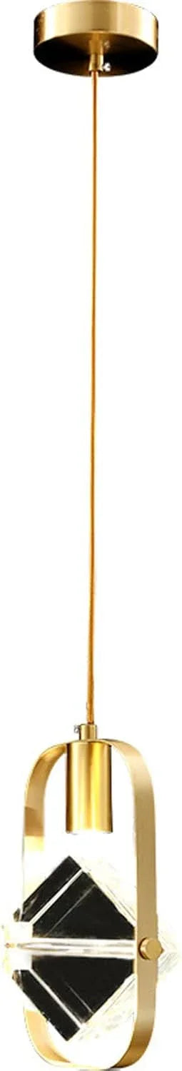 Audara-Crystal Pendant Light, 5-inch Diameter, Square Shape, Modern Minimalist Bohemian Style Decorative Lamp, Suitable for Various Spaces Such As Bedrooms, Hotel Entryways, and Cafes