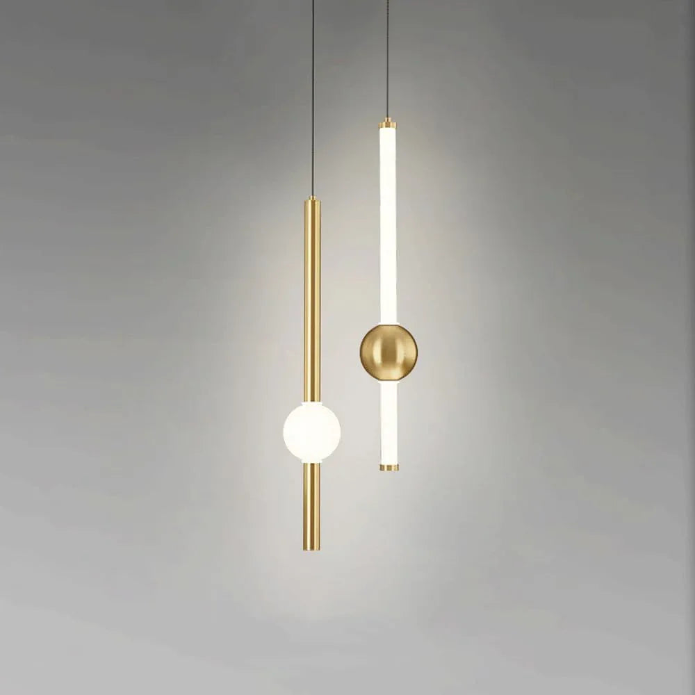 Audara-Modern Minimalist Chandeliers/Bedroom Bedside Ambiance Hanging Lamp/Indoor Dining Room Lines Pendant Light/Designer Creative Long Strip Lighting Fixture (2 Head LED)