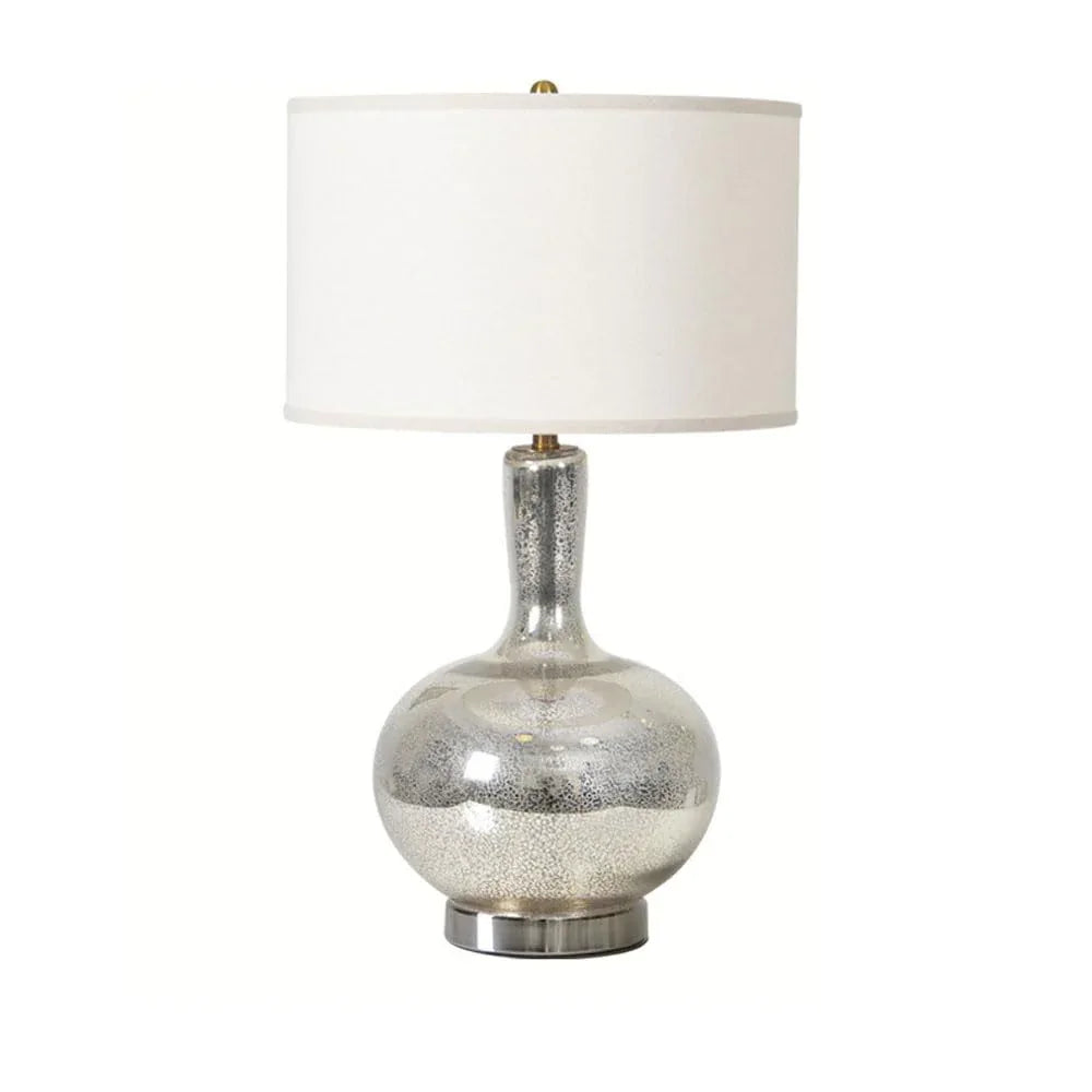 Audara-Modern Light Luxury Study Room Bedroom Bedside Desk Light Personalized Warm Fabric Glass Desk Lamp Living Room Couch Side Office Table Lamp Restaurant Hotel Farmhouse B&B Country Lighting Fixture Silver