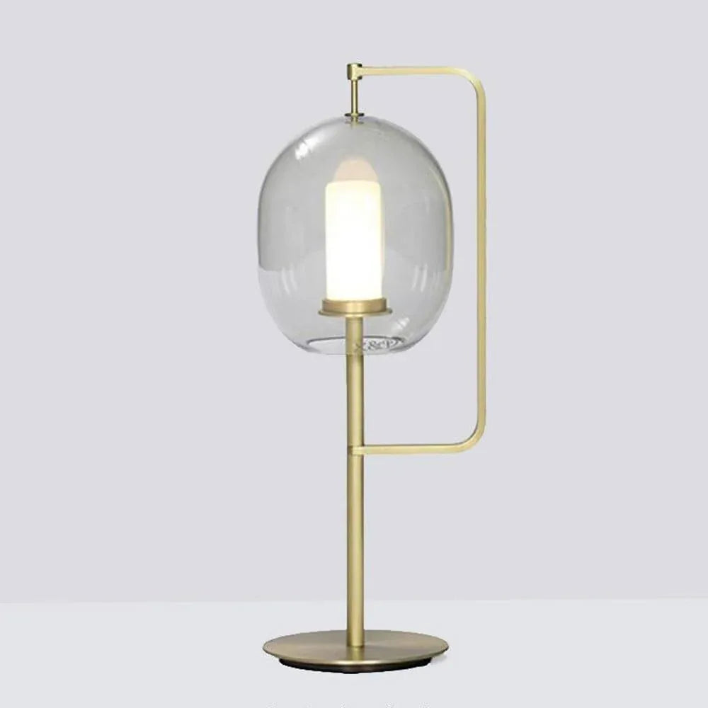 Audara-Scandinavian Simple Study Office Tea House Desk Light Creative Personality Metal Glass Desk Lamp Hotel Farmhouse Club Mall Front Desk Decoration Lighting Fixture Living Room Bedroom Table Lamp Anthracite