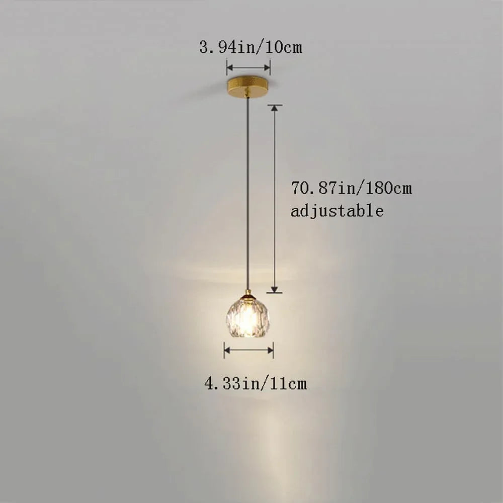 Audara-Crystal Pendant Light, 4-inch, European Modern Minimalist Style, Suitable for Installation in Various Spaces Such As Bedrooms, Hotels, Restaurant Entryways, Cafes, and Kitchen Islands.