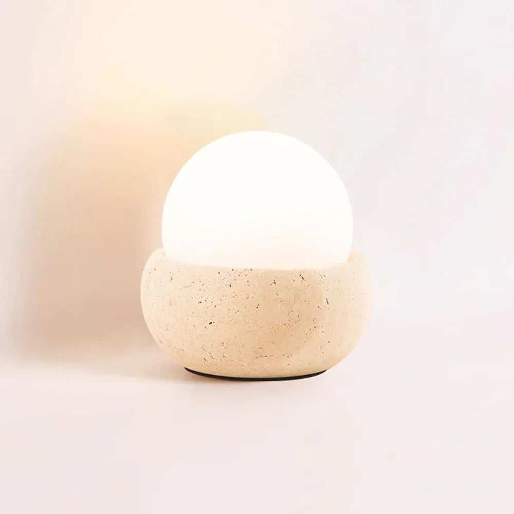 Audara-Wabi Sabi Style Sleep Bedroom Desk Light Rechargeable Remote Control Travertine Desk Lamp Study Office Dormitory Table Lamp Coffee Shop Restaurant Decorative Night Light Lighting Fixture