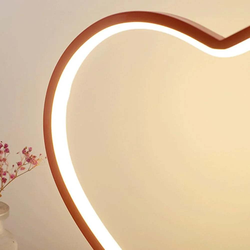 Audara-Creative Red Heart Shape Bedroom Bedside Desk Light Warm Wedding Decoration Desk Lamp 3 Colours Variable Light Aluminium LED Table Lamp Sample Room Cafe Restaurant Decoration Lighting Fixture