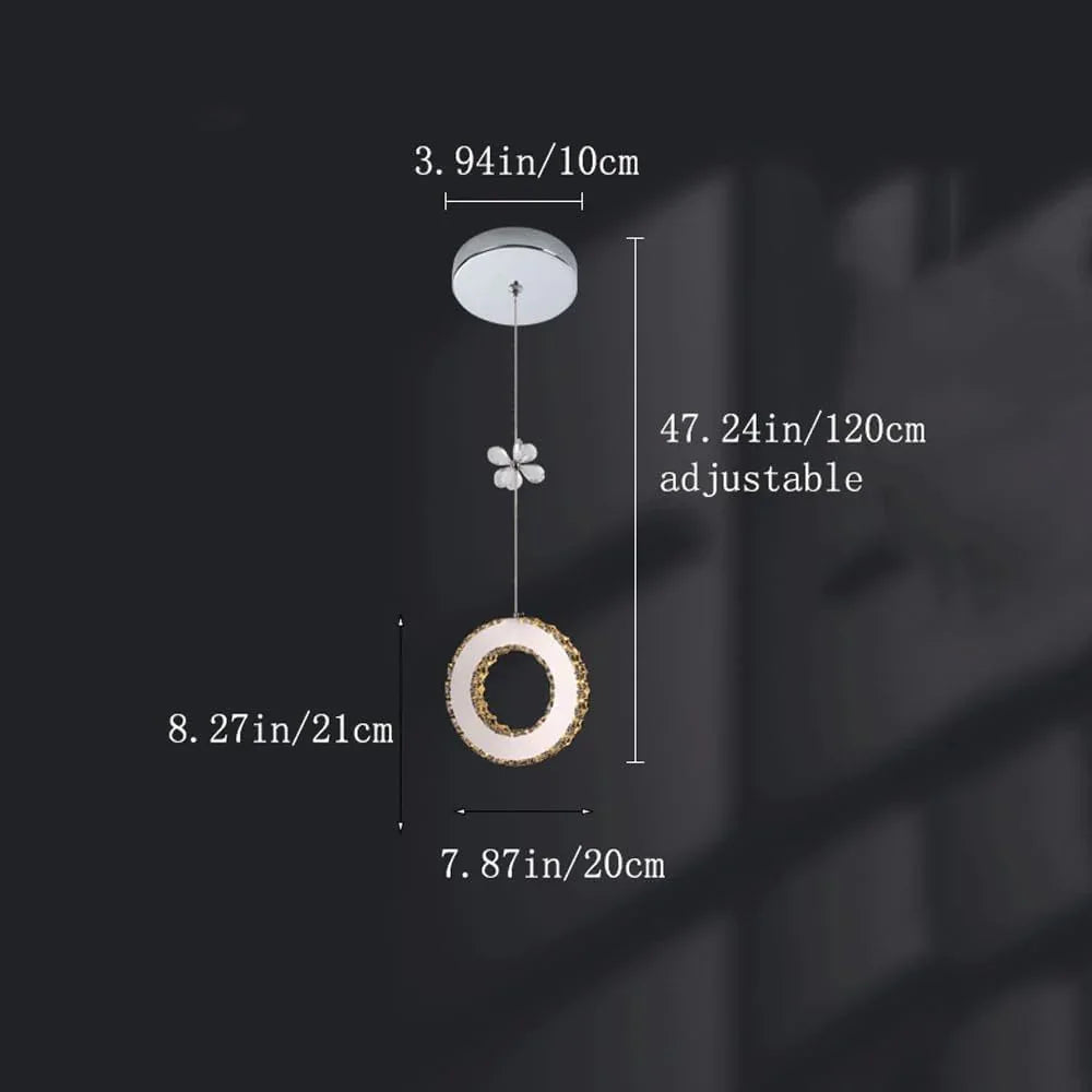 Audara-Crystal Pendant Light, 8-inch, Creative Decorative Lamp. Suitable for Modern, Minimalist, Bohemian, and European Styles. Ideal for Bedrooms, Hotel Rooms, Kitchens, Islands, Entryways, Etc.