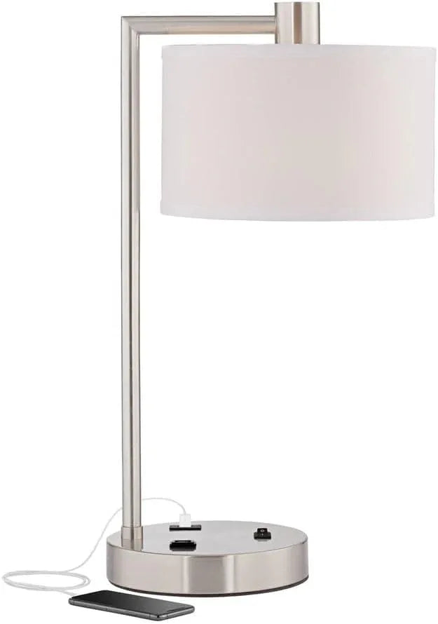 Audara-Creative Retro Push Button Switch AC USB Output Metal Fabric Desk Light Luxury Simple Bedroom Bedside Study Room Desk Lamp Living Room Sofa Beside Office Table Lamp Villa Hotel Lighting Fixture