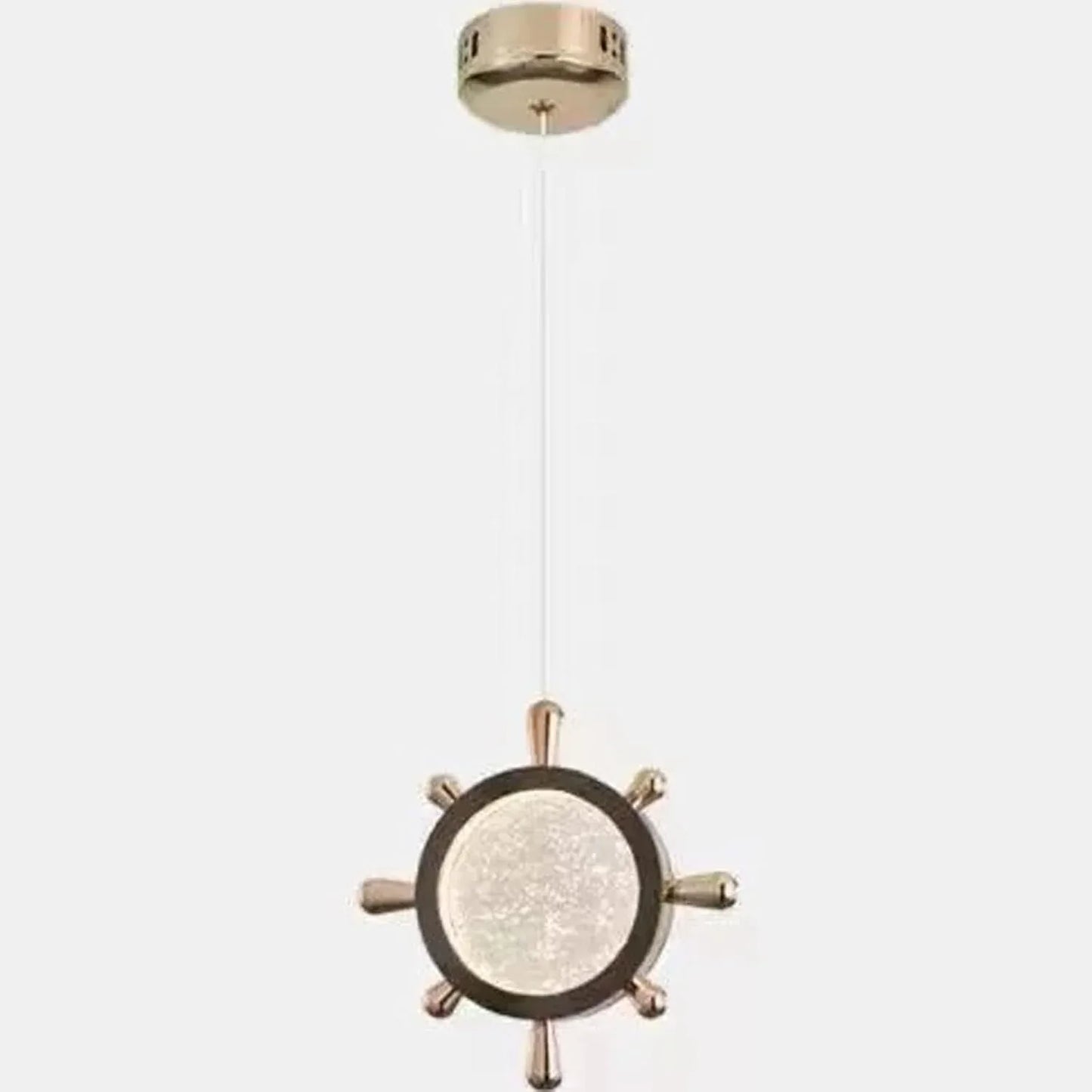 Audara-7-inch Crystal Pendant Light, Ship's Wheel Shaped, European Modern Minimalist Style, Suitable For Installation In Various Spaces Such As Bedrooms, Hotels, Dining Rooms, Entryways, And Kitchen I