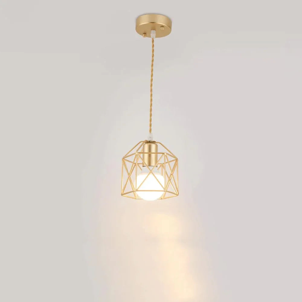 Audara-Modern Simple Iron Pendant Light Creative Birdcage Bedroom Bedside Hanging Lamp Study Hallway Balcony Single Head Chandeliers Hotel Restaurant Entrance Decoration Lighting Fixture Gold