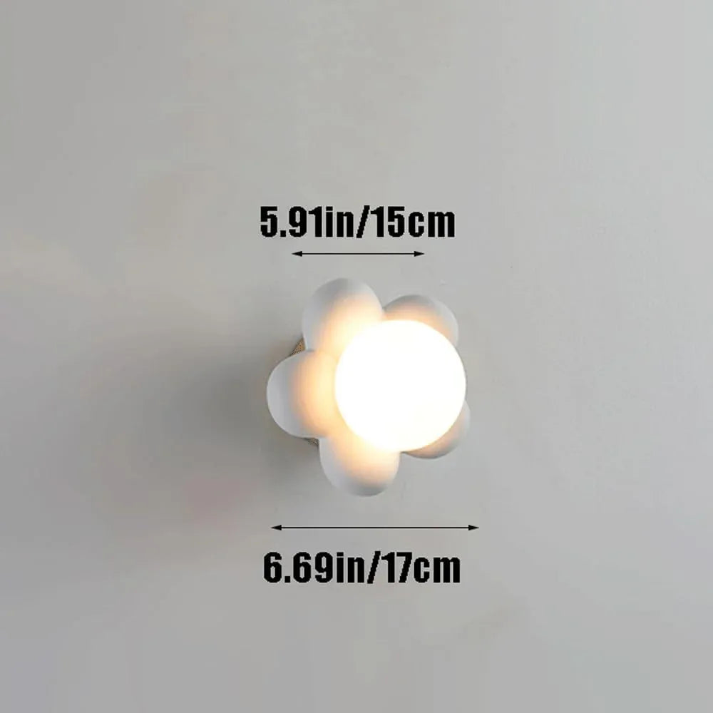 Audara-Japanese Wabi-sabi Style Flower Wall Lamp Scandinavian Cream Wind Balcony Wall Lights Entryway Aisle Corridor Sconces Bedroom Study Stairs Decorative Mounted Lighting Fixture