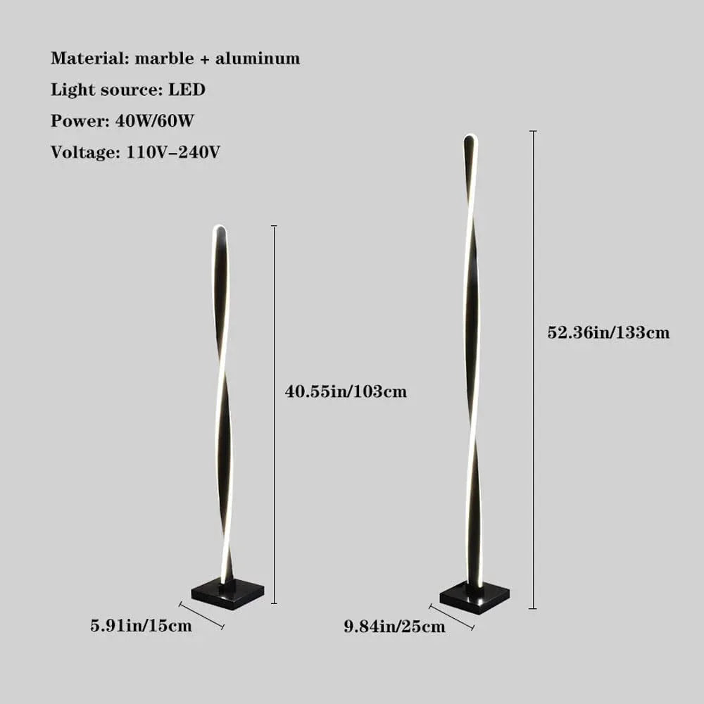 Audara-Modern Simple LED Floor Lamp Scandinavian Light Luxury Marble Aluminium Standing Lamp Remote Control Continuous Dimming Black/White Bedroom Living Room Study Office Lighting Fixture