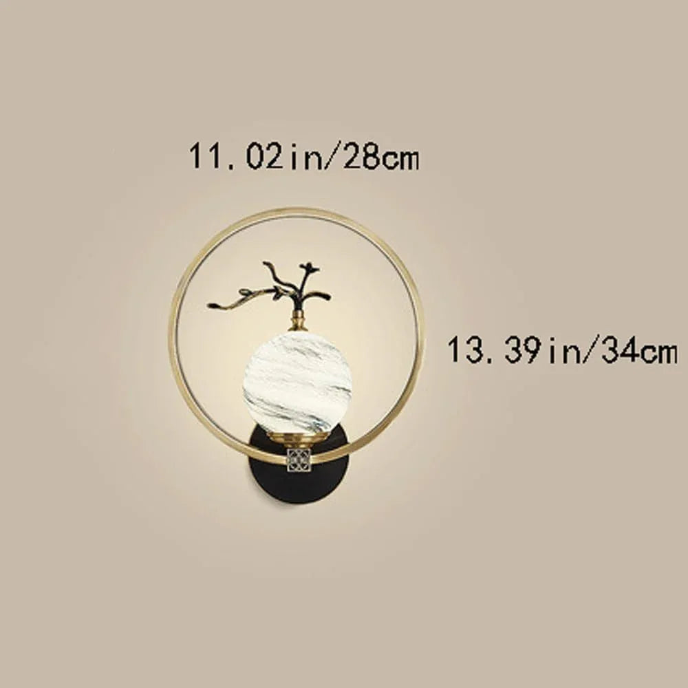 Audara-New Chinese Style Full Copper Wall Lamp Modern New Style Chinese Style Zen Wall Lights Bedroom Living Room Crystal Sconces Entryway Bedside Backdrop Mounted Lighting Fixture