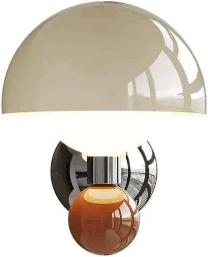 Audara-French Cream Mushroom Iron Wall Lamp Modern Bedroom Bedside Living Room Backdrop Wall Lights LED Tri-Color Cloakroom Study Reading Wall Sconces for Staircase Entryway Balcony Lighting Fixture
