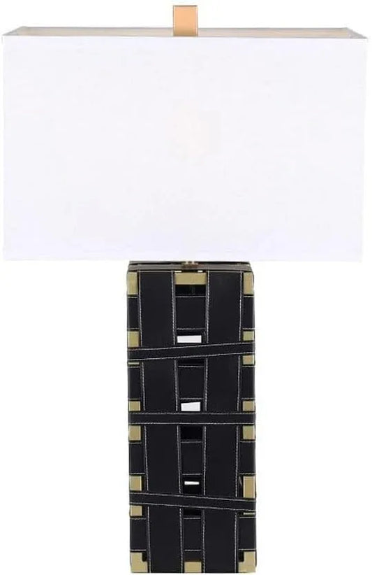 Audara-New Chinese Light Luxury Leather Fabric Desk Light Fashion Designer Hotel Front Desk Coffee Shop Desk Lamp Farmhouse Villa Club Table Lamp Living Room Bedroom Decoration Lighting Fixture