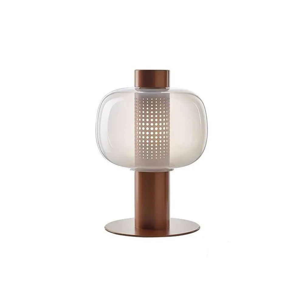 Audara-Simple Modern Living Room Bedside Desk Light Light Luxury Creative Sample Room Showcase Counter Desk Lamp Scandinavian Hardware Glass Lighting Fixture Farmhouse Coffee Shop Club Backdrop Table Lamp Brown and White