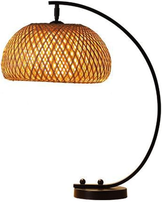 Audara-Art Creative Tea House B&B Desk Light Chinese Zen Hand-Woven Bamboo Desk Lamp Living Room Study Office Table Lamp Chinese Restaurant Decoration Ambience Lighting Fixture