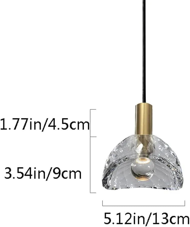 Audara-5-inch Modern Minimalist Crystal Pendant Light, Semi-Circular Mini Glass Chandelier Suitable for Various Spaces Such As Bedrooms, Kitchen Islands, Dining Rooms, Hotels, Bars, and Cafes.