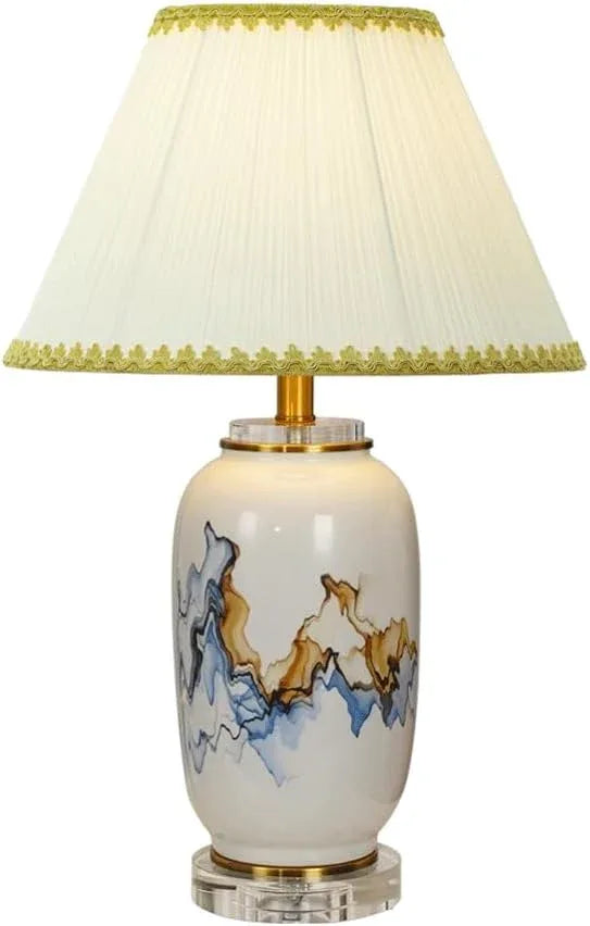 Audara-New Chinese Zen Living Room Hotel Model House Desk Light High-end Bedroom Study Room Cabin Window Desk Lamp Light Luxury Fabric Ceramic Table Lamp Villa Club Mall Decoration Lighting Fixture