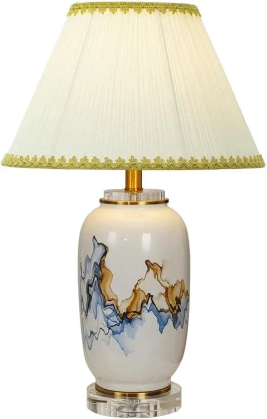 Audara-New Chinese Zen Living Room Hotel Model House Desk Light High-end Bedroom Study Room Cabin Window Desk Lamp Light Luxury Fabric Ceramic Table Lamp Villa Club Mall Decoration Lighting Fixture