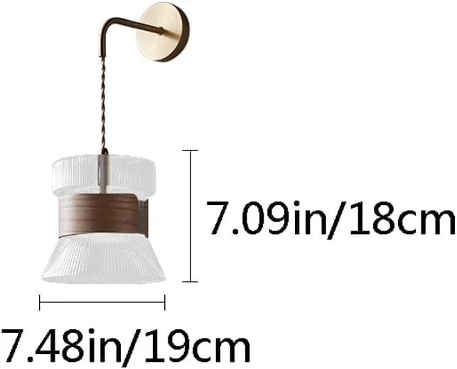Audara-Japanese Zen Wall Lamp Retro Simple Walnut Wall Lights Bedroom Living Room Glass Sconces Aisle Corridor Foyer Mounted Lighting Fixture